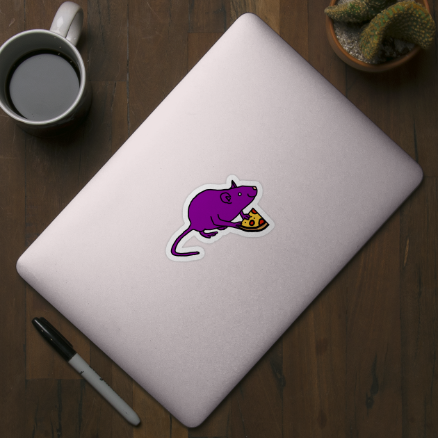 Funny Purple Rat with Pizza Slice by ellenhenryart